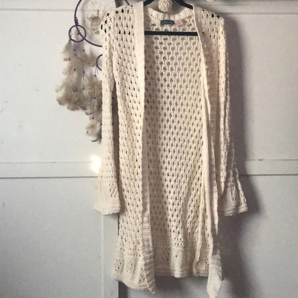 Long off-white cardigan